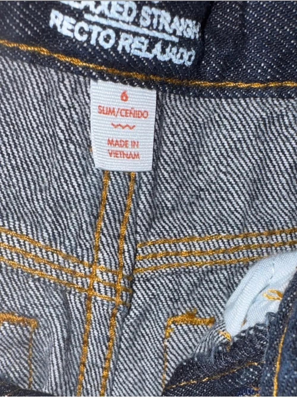 Cat & Jack Kids Relaxed Straight-Leg Blue Jeans, Adjustable Waist Size 6 Slim